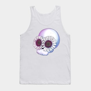 Skull with white flowers Tank Top